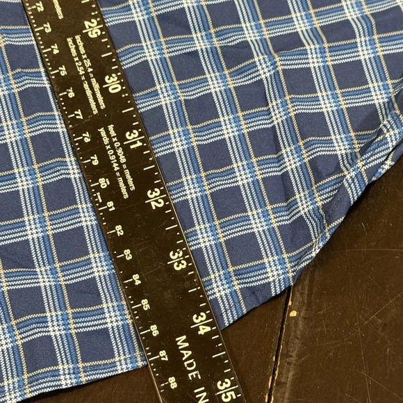 NWT WRK 4 Way Stretch Blue Plaid Button Down Regular Fit Dress Shirt Mens SZ 19 - Picture 6 of 9